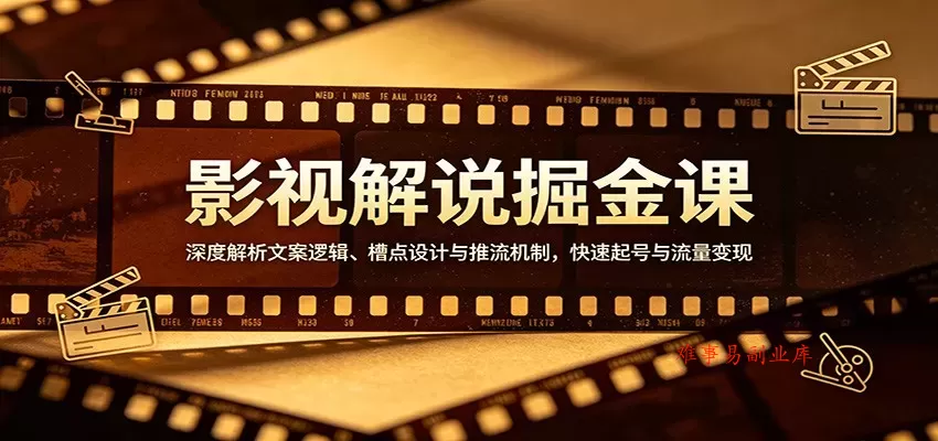 影视解说掘金课：深度解析文案逻辑、槽点设计与推流机制，快速起号与流量变现-难事易副业库