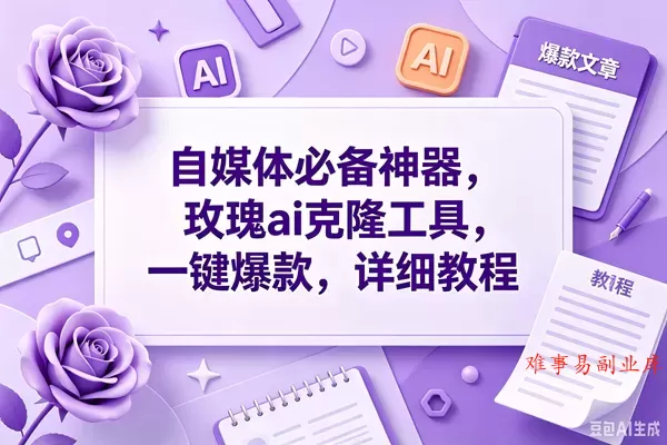（18951期）玫瑰ai克隆，一键爆款ai神器，自媒体的必备工具，50多个功能，详细教程-难事易副业库