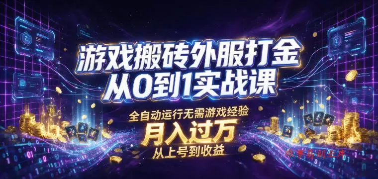 游戏搬砖外服打金从0到1实战课，从上号到收益，全自动运行无需游戏经验，月入过1W【揭秘】-难事易副业库