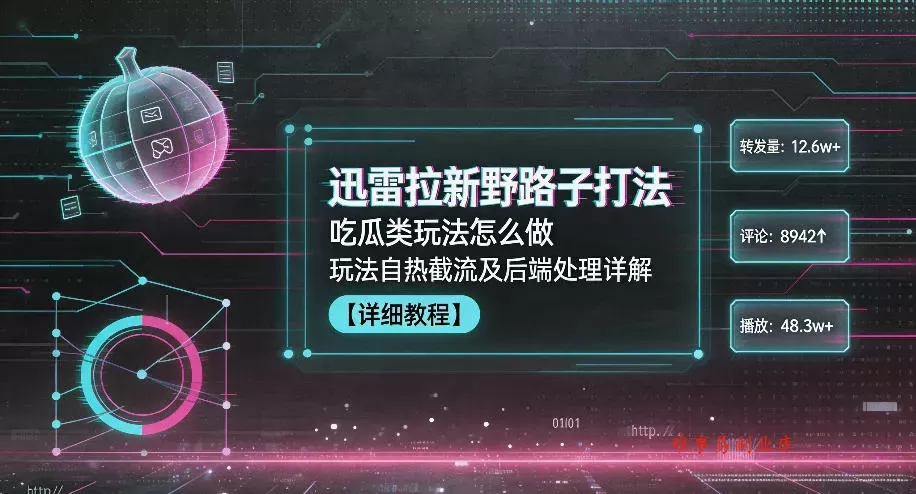 迅雷拉新野路子打法，吃瓜类玩法怎么做，玩法自热截流及后端处理详解-难事易副业库