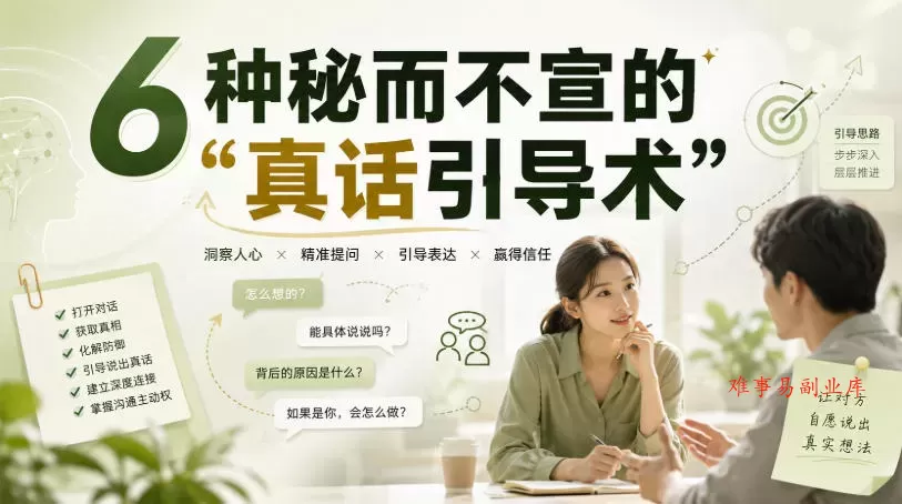 付费文章：6种秘而不宣的“真话引导术”-难事易副业库
