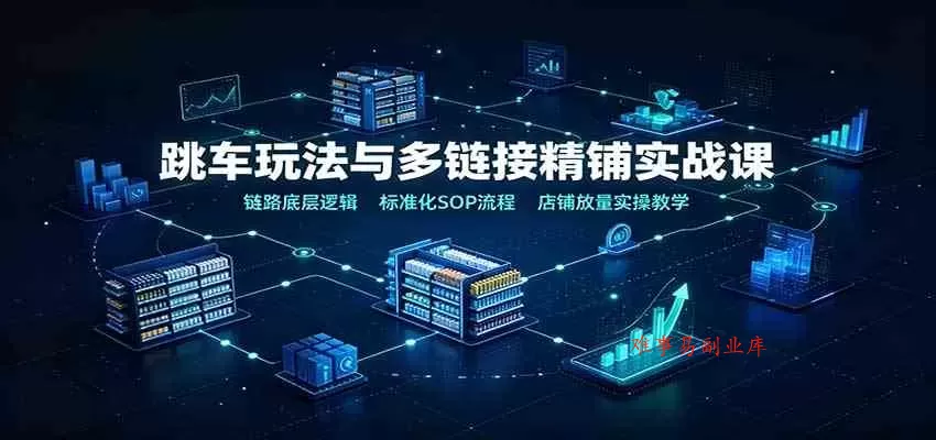 跳车玩法与多链接精铺实战课：链路底层逻辑，标准化SOP流程，店铺放量实操教学-难事易副业库