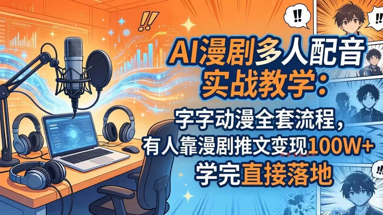(18060期) AI漫剧多人配音实战教学:字字动漫全套流程,有人靠漫剧推文变现100W+,学完直接落地 (18060期) AI漫剧多人配音实战教学:字字动漫全套流程,有人靠漫剧推文变现100W+,学完直接落地
