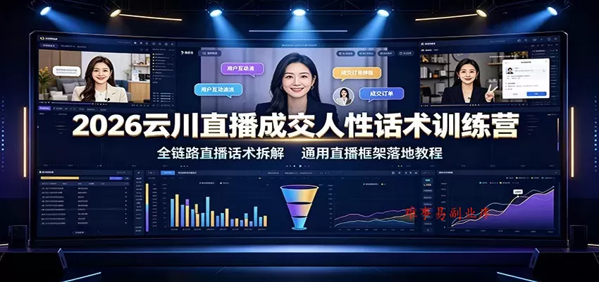 2026云川直播成交人性话术训练营：全链路直播话术拆解，通用直播框架落地教程-难事易副业库
