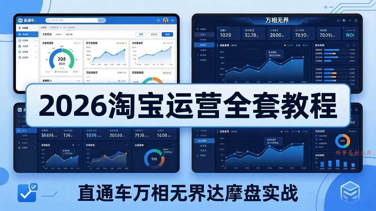 （18373期）2026淘宝运营全套教程(更新5月8日)，直通车万相无界达摩盘实战，从基础到进阶提升流量转化-难事易副业库