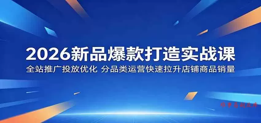 2026新品爆款打造实战课：全站推广投放优化，分品类运营快速拉升店铺商品销量-难事易副业库