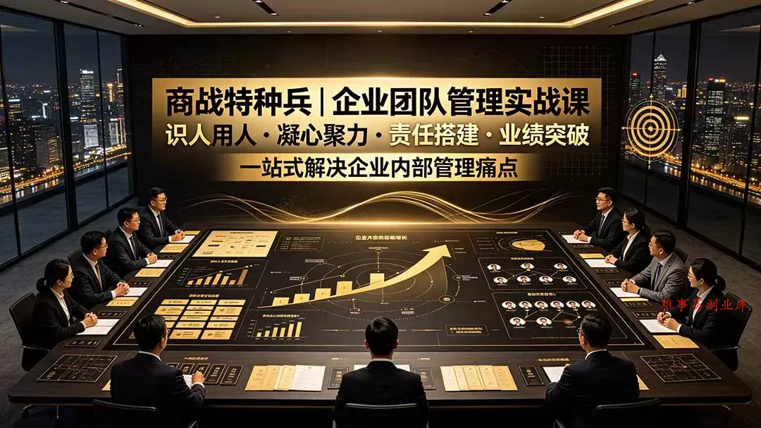 商战特种兵｜企业团队管理实战课：识人用人｜凝心聚力｜责任搭建｜业绩突破，一站式解决企业内部管理痛点-难事易副业库