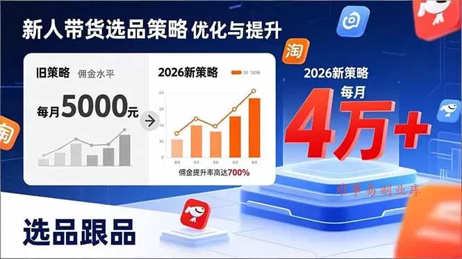 新人带货别瞎选品！这套2026全新选品跟品策略，让我的佣金从0做到每月4万+-难事易副业库