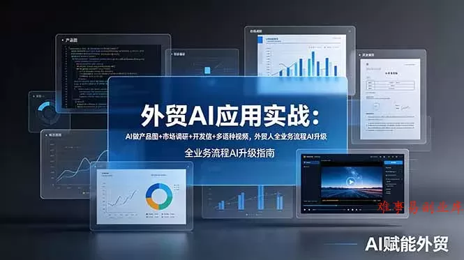 外贸AI应用实战：AI做产品图+市场调研+开发信+多语种视频，外贸人全业务流程AI升级-难事易副业库