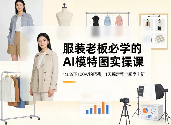服装老板必学的AI模特图实操课，1年省下100W拍摄费，1天搞定整个季度上新