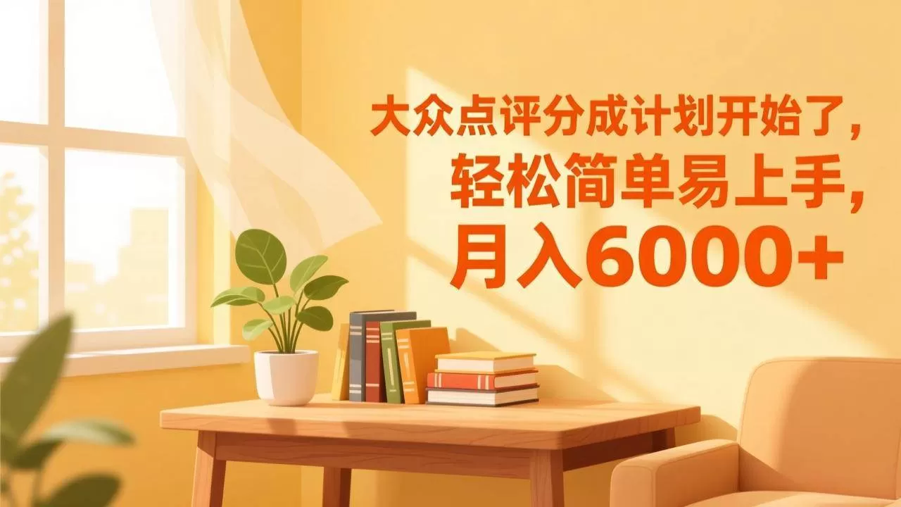 （17056期）大众点评分成计划开始了，轻松简单易上手，月入6000+