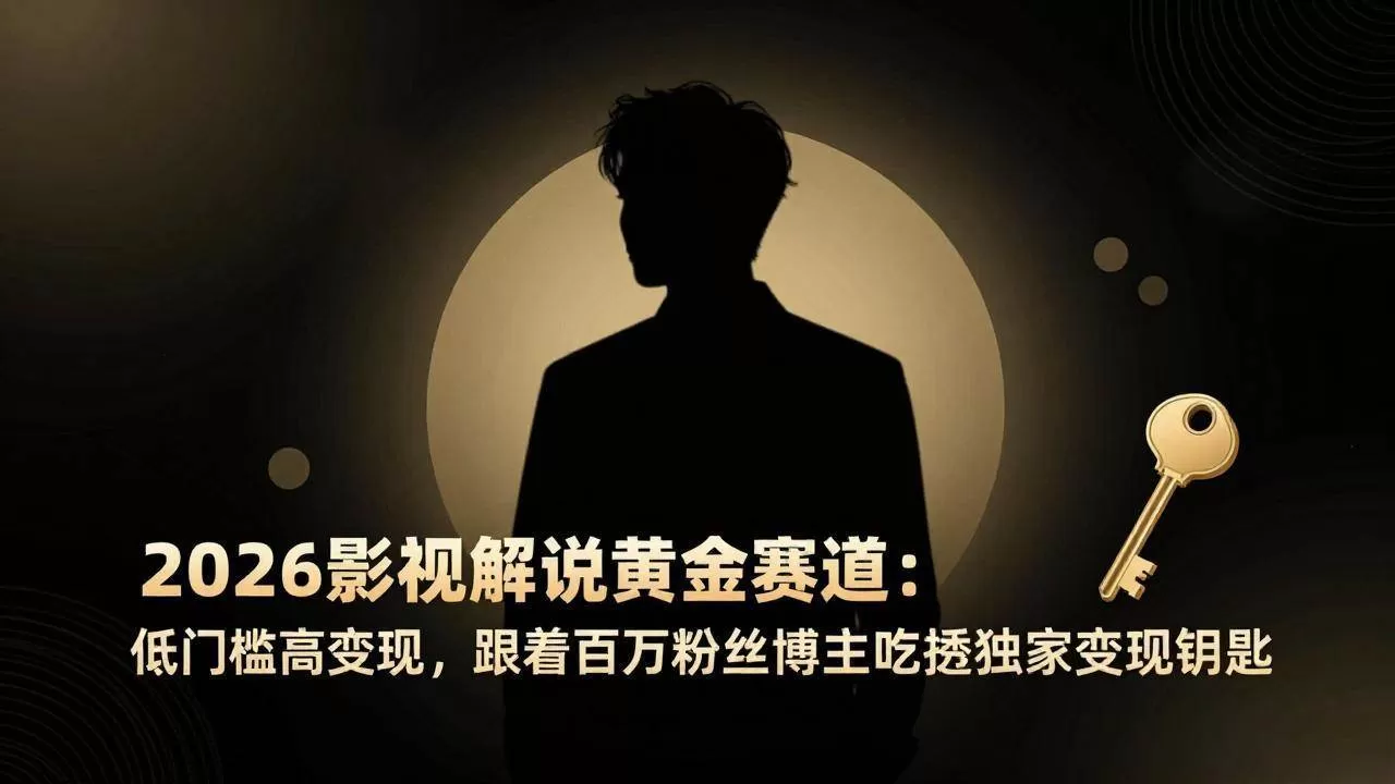 （17721期）2026影视解说黄金赛道：低门槛高变现，跟着百万粉丝博主吃透独家变现钥匙