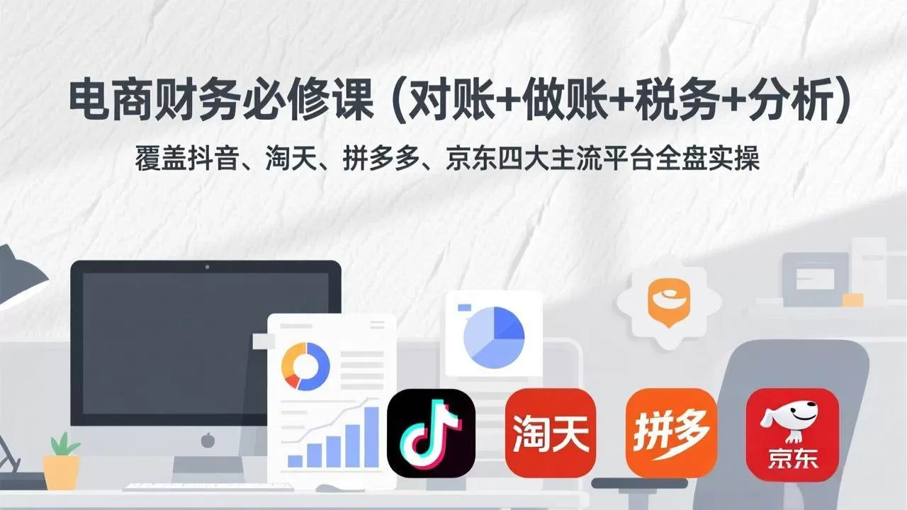 （17390期）电商财务必修课（对账+做账+税务+分析）覆盖抖音、淘天、拼多多、京东四大主流平台全盘实操