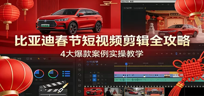 比亚迪春节短视频剪辑全攻略，4大爆款案例实操教学