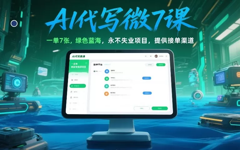AI代写微课，一单7张，绿色蓝海，永不失业项目，提供接单渠道！