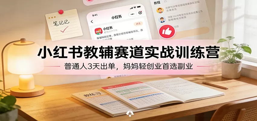 小红书教辅赛道实战训练营：普通人3天出单，妈妈轻创业首选副业