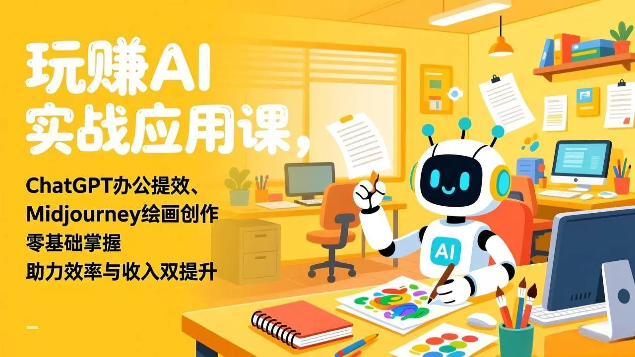 （17295期）玩赚AI实战应用课，ChatGPT办公提效、Midjourney绘画创作，零基础掌握，助力效率与收入双提升
