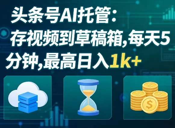 头条号AI托管，我存视频到你草稿箱，每天5分钟，最高日入1k+【揭秘】