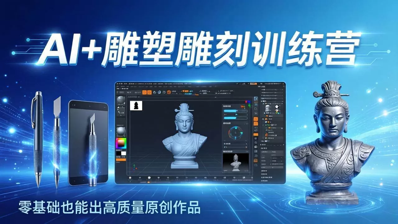 （17651期）AI+雕塑雕刻训练营：从AI创作、大模型训练到3D雕刻 + 渲染，零基础也能出高质量原创作品