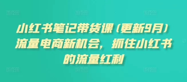 小红书笔记带货课，流量电商新机会，抓住小红书的流量红利(更新26年2月)