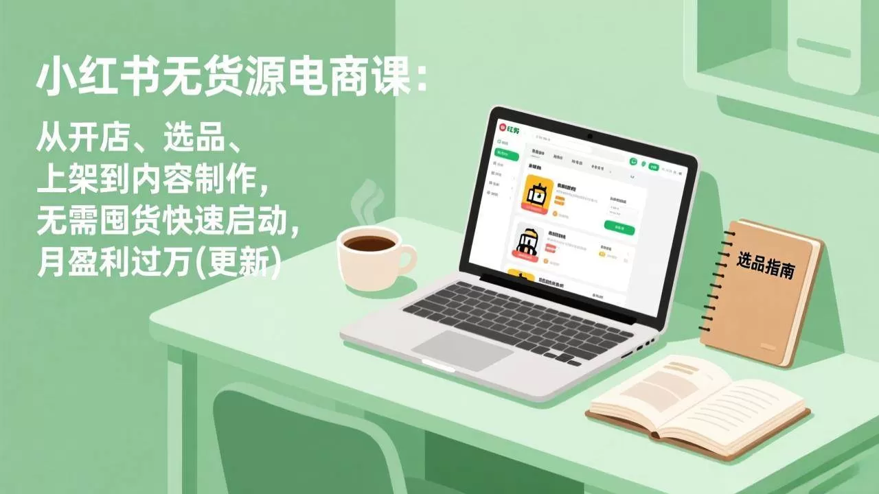 （17842期）小红书无货源电商课(3月更新)：从开店、选品、上架到内容制作，无需囤货快速启动，月盈利过万