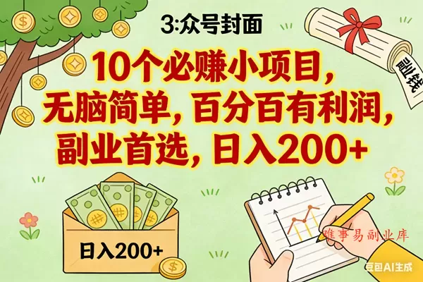 （16948期）8个必赚小项目，无脑简单，百分百有利润，副业首选，日入200+-难事易副业库