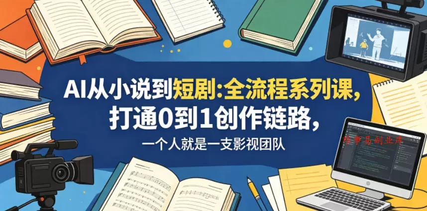 AI从小说到短剧全流程系列课，打通0到1创作链路，一个人就是一支影视团队-难事易副业库