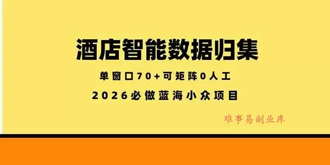 （18500期）酒店智能数据归集，小众蓝海已经稳定半年之久，单窗口70+零成本矩阵开干