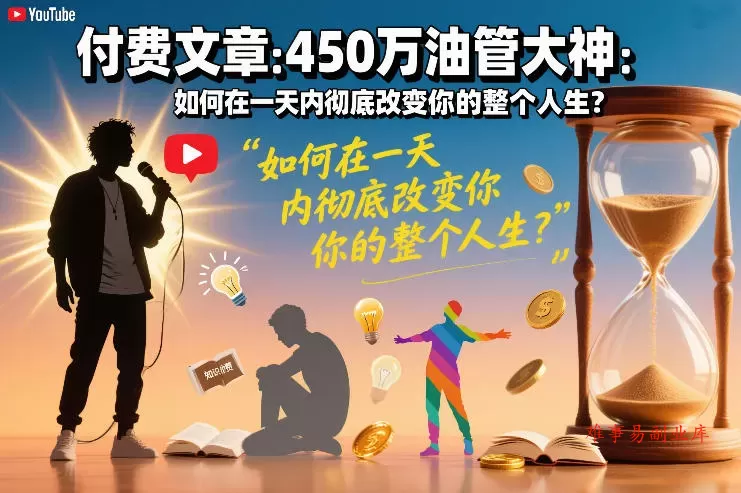 付费文章：450万油管大神：如何在一天内彻底改变你的整个人生？-难事易副业库