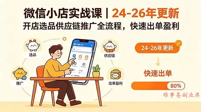 （18654期）微信小店实战课｜24-26年更新，开店选品供应链推广全流程，快速出单盈利