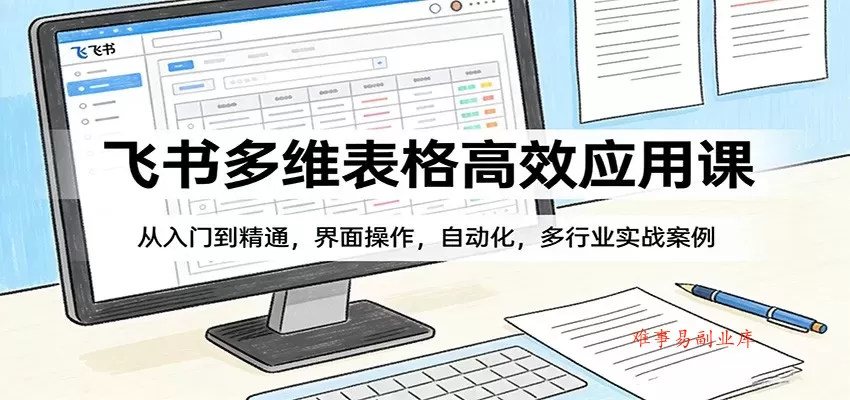 飞书多维表格高效应用课：从入门到精通，界面操作，自动化，多行业实战案例-难事易副业库