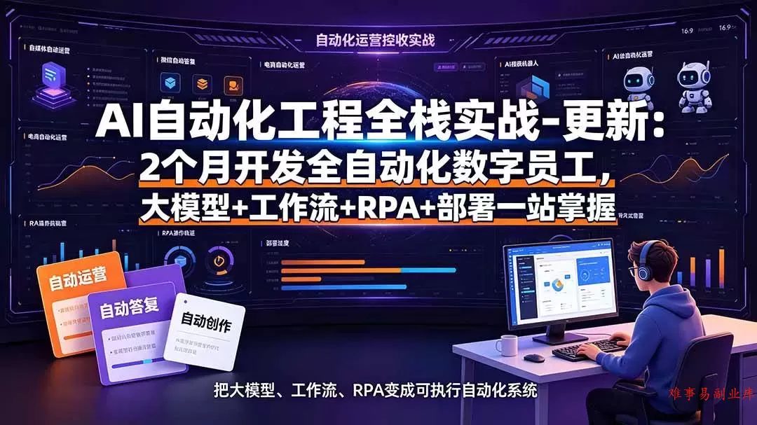 (19279期)AI自动化工程全栈实战-更新:2个月开发全自动化数字员工,大模型+工作流+RPA+部署一站式掌握 (19279期)AI自动化工程全栈实战-更新:2个月开发全自动化数字员工,大模型+工作流+RPA+部署一站式掌握