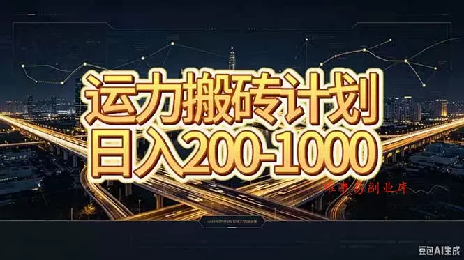 （20283期）运力搬砖，风口项目。当日收益稳定200-1000。 每天仅需一小时，新人轻松上手。-难事易副业库