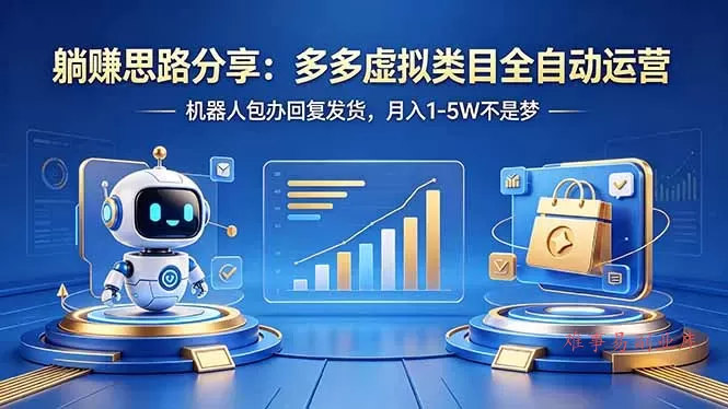 躺赚思路分享：多多虚拟类目全自动运营，机器人包办回复发货，月入 1-5W 不是梦-难事易副业库