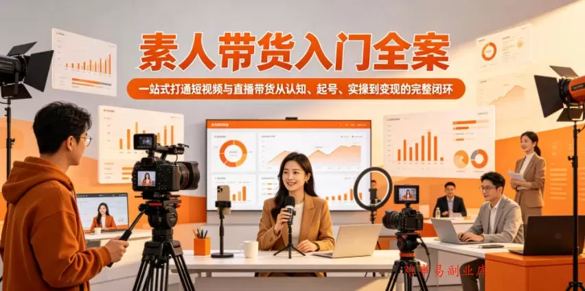 素人带货入门全案，一站式打通短视频与直播带货从认知、起号、实操到变现的完整闭环-难事易副业库