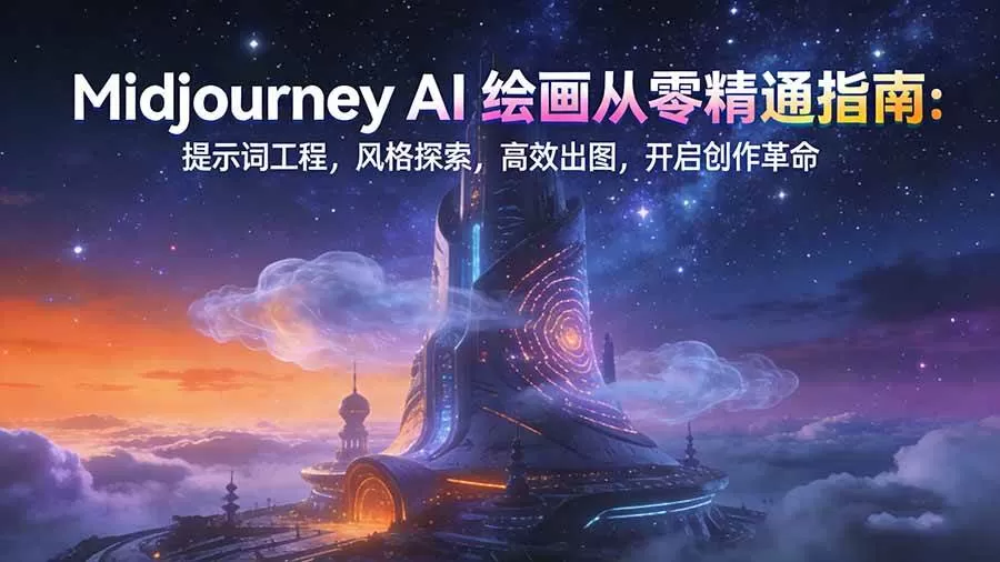 (17118期)Midjourney AI绘画从零精通指南:提示词工程,风格探索,高效出图,开启创作革命-难事易副业库
