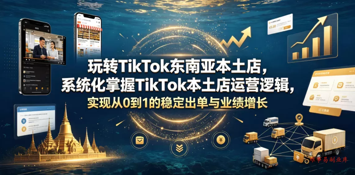 玩转TikTok东南亚本土店，系统化掌握TikTok本土店运营逻辑，实现从0到1的稳定出单与业绩增长-难事易副业库