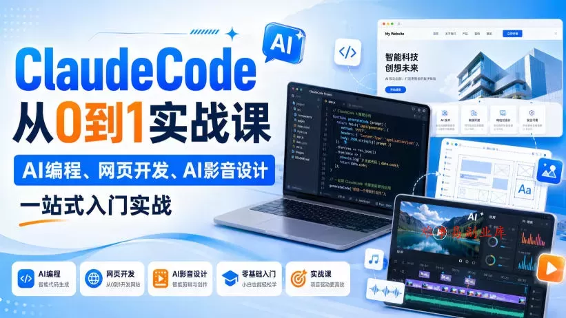 Claude Code从0到1实战课，AI编程、网页开发、AI影音设计一站式入门实战（更新）-难事易副业库