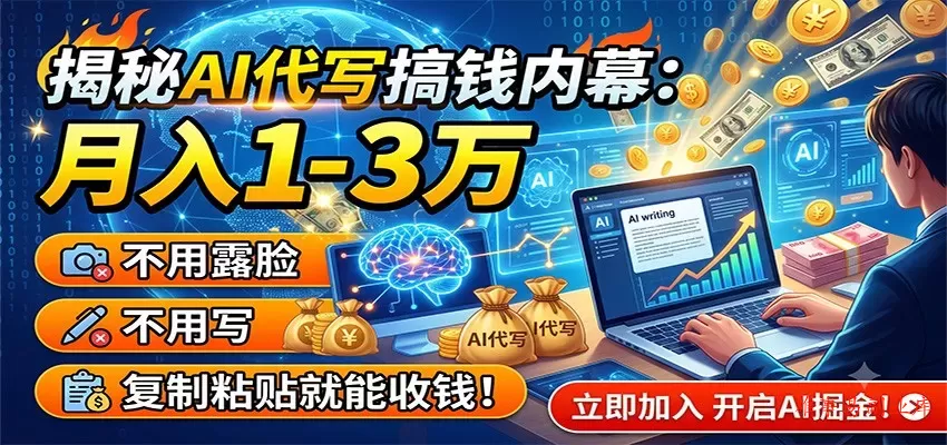 揭秘AI代写搞钱内幕：月入1-3万，不用露脸不用写，复制粘贴就能收钱！-难事易副业库