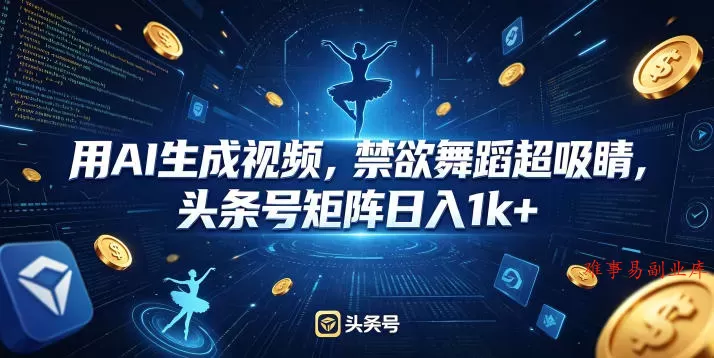 用AI生成视频,禁欲舞蹈超吸睛,头条号矩阵日入1k+ 用AI生成视频,禁欲舞蹈超吸睛,头条号矩阵日入1k+