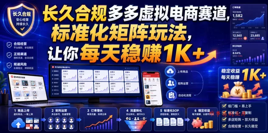 长久合规多多虚拟电商赛道,标准化矩阵玩法,让你每天稳賺1K+【揭秘】 长久合规多多虚拟电商赛道,标准化矩阵玩法,让你每天稳賺1K+【揭秘】