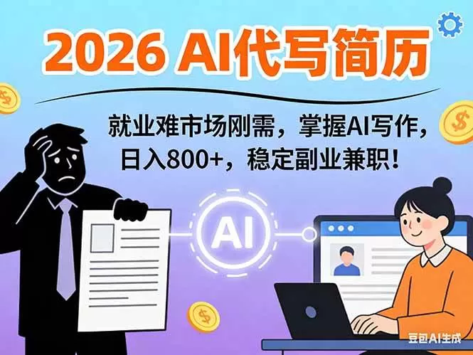 （17119期）AI代写简历，超暴利，用万能模板月入1-3万实战教程，2026年市场刚需！-难事易副业库