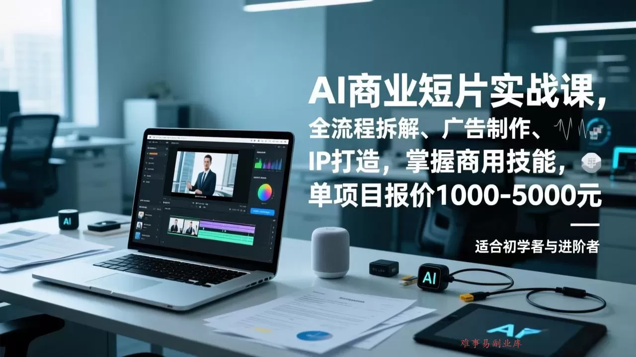 AI商业短片实战课，全流程拆解、广告制作、IP打造，掌握商用技能，单项目报价1000-5000元