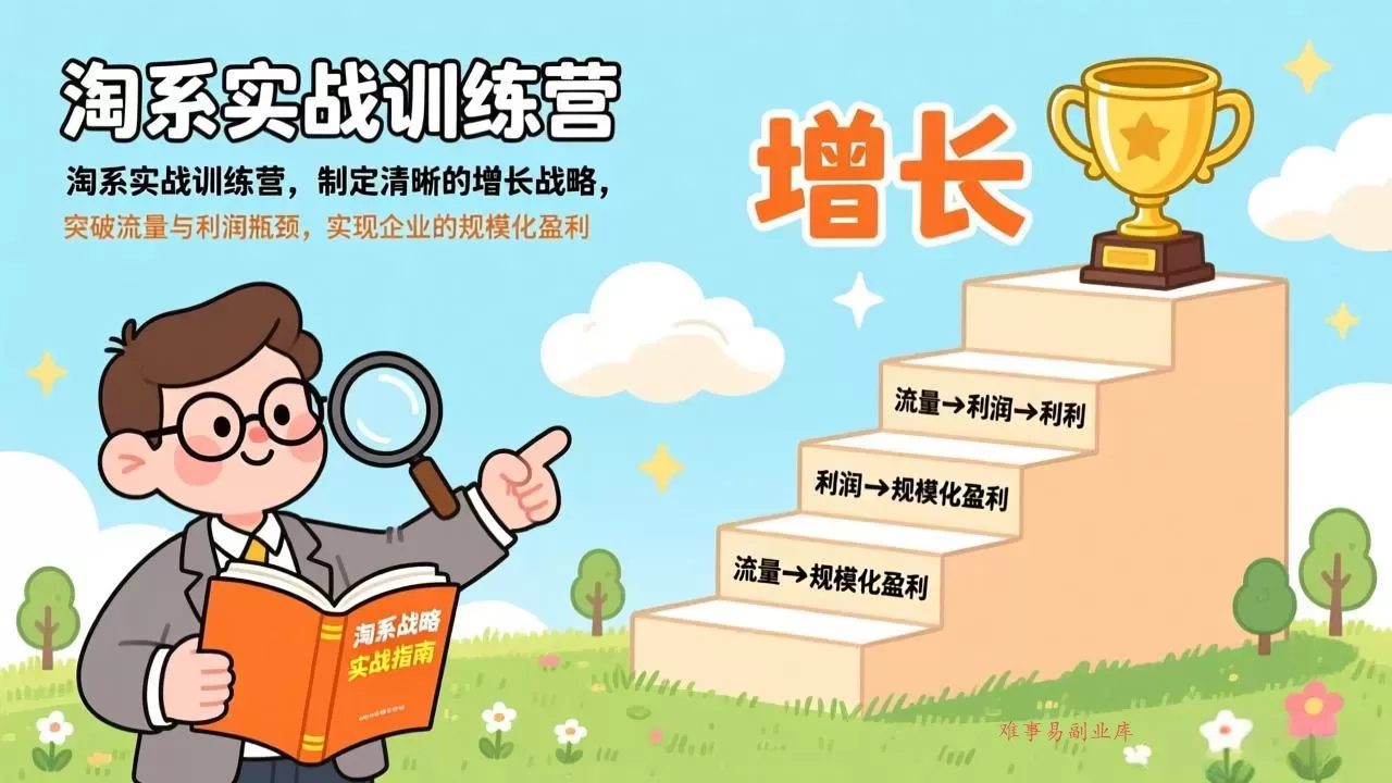 淘系实战训练营，制定清晰的增长战略，突破流量与利润瓶颈，实现企业的规模化盈利-难事易副业库