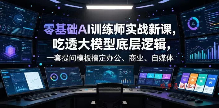 零基础AI训练师实战课，吃透大模型底层逻辑，一套提问模板搞定办公、商业、自媒体、设计、生活全场景AI落地应用-难事易副业库