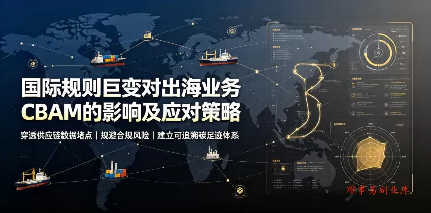 国际规则巨变对出海业务CBAM的影响及应对策略，帮助企业穿透供应链数据堵点，规避合规风险-难事易副业库