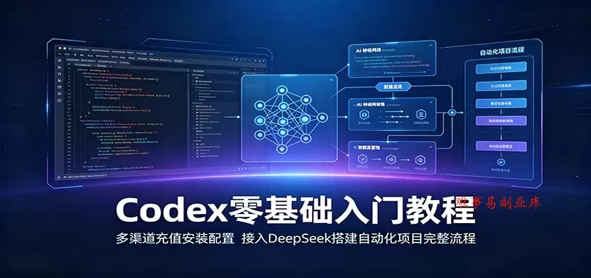 Codex零基础入门教程：多渠道充值安装配置，接入DeepSeek搭建自动化项目完整流程-难事易副业库