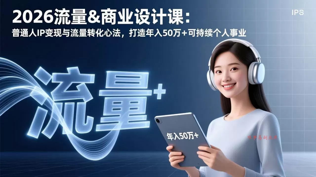 (17246期)2026流量&商业设计课:普通人IP变现与流量转化心法,打造年入50万+可持续个人事业-难事易副业库