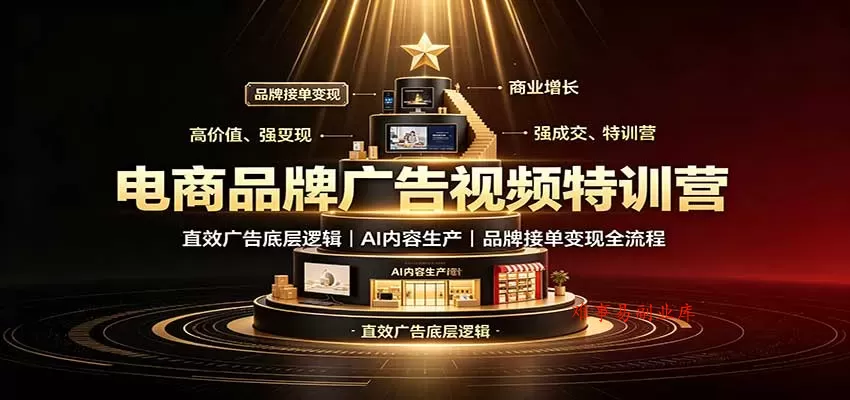 电商品牌广告视频特训:直效广告底层逻辑,AI内容生产,品牌接单变现全流程 电商品牌广告视频特训:直效广告底层逻辑,AI内容生产,品牌接单变现全流程