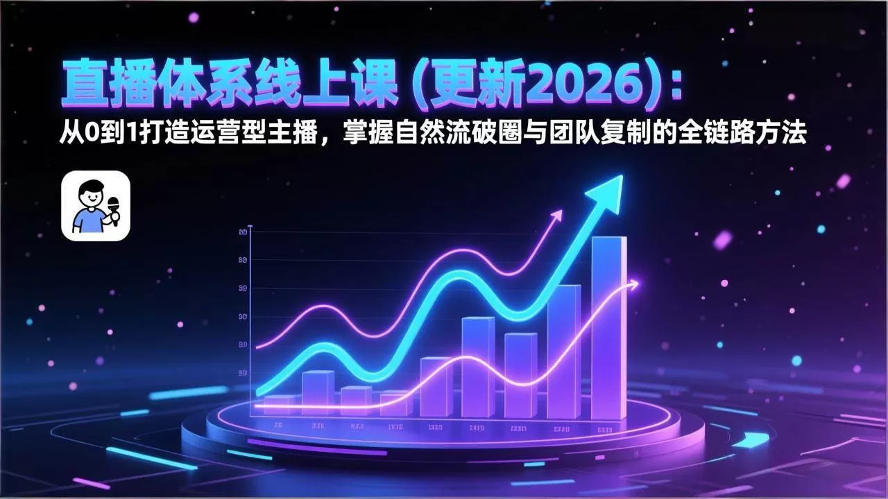 (17186期)直播体系线上课(更新2026):从0到1打造运营型主播,掌握自然流破圈与团队复制的全链路方法-难事易副业库